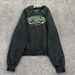 Signature Concepts Hoodie Mens 2XL Black Minnesota Wild Lace Up Pullover